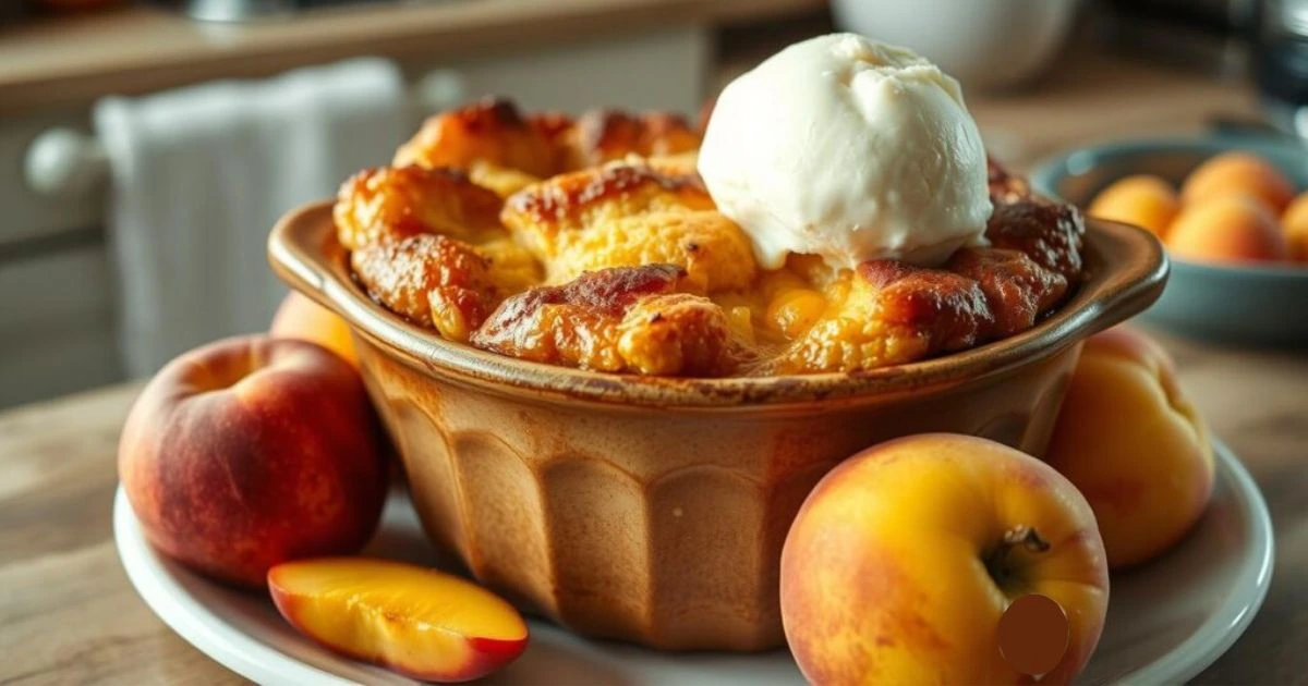 Peach Cobbler Made with Cake Mix