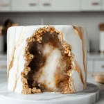 Realistic Geode Cake with Edible Crystals in a Modern Kitchen